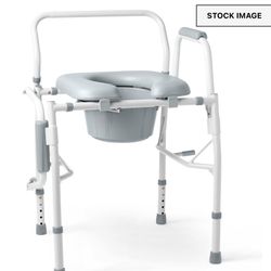 Medline Drop Arm Commode Chair for Adults and Seniors, Padded Seat, Removable Pail, Splash Guard, Drop-Down Arms, 350 lb. Weight Capacity