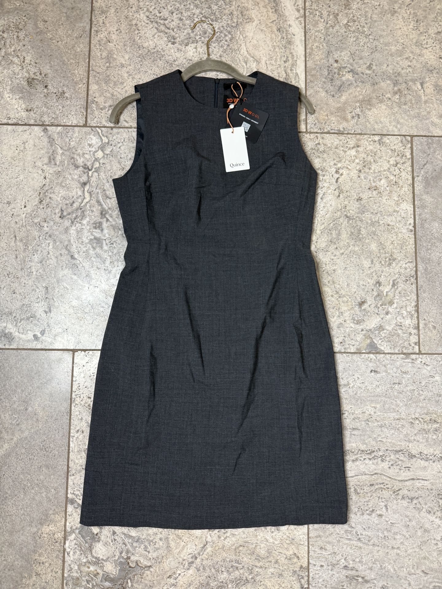 Quince 3D Wool Shift Dress Size 6 NWT CHARCOAL GREY SLEEVELESS 