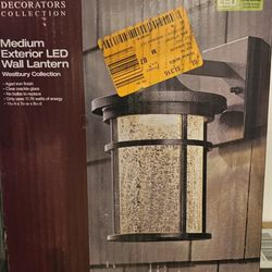 Home Decorators Collection Westbury 11 in. Aged Iron Large
LED Outdoor Wall Light Fixture
with Clear Crackled Glass