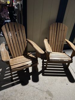 Pair of Folding Wooden Adirondack Patio Chairs – Excellent Condition