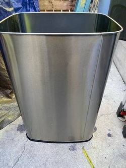 Modern Metal Garbage Can Office Waste Basket, Silver Stainless Steel Trash Bin for Bedroom, Home Office, Toilet, rv, Near Desk, Under Sink.