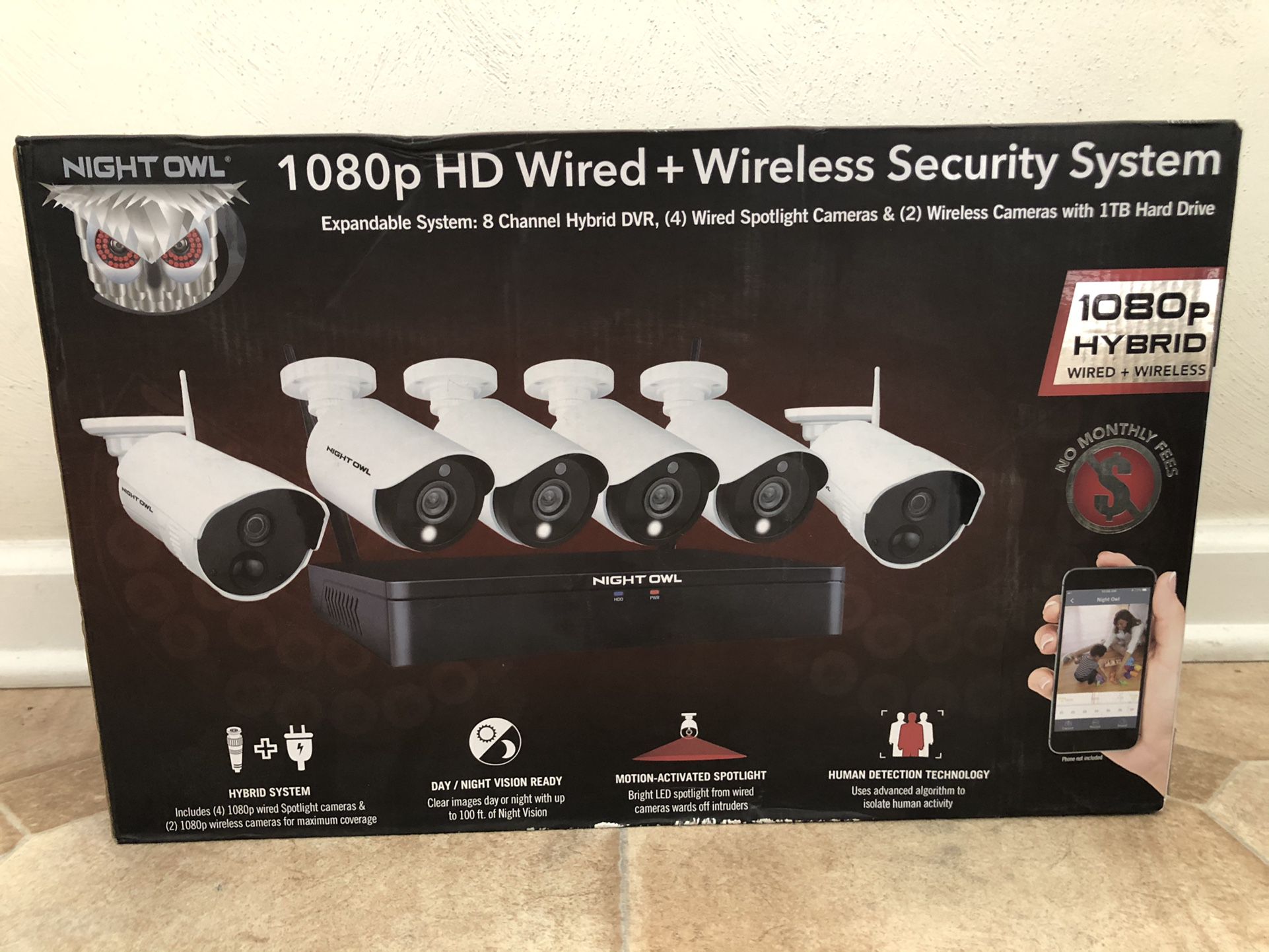 Brand New Night Owl Home Security Camera System with 4 Wired and 2 Wireless 1080p HD Indoor/Outdoor