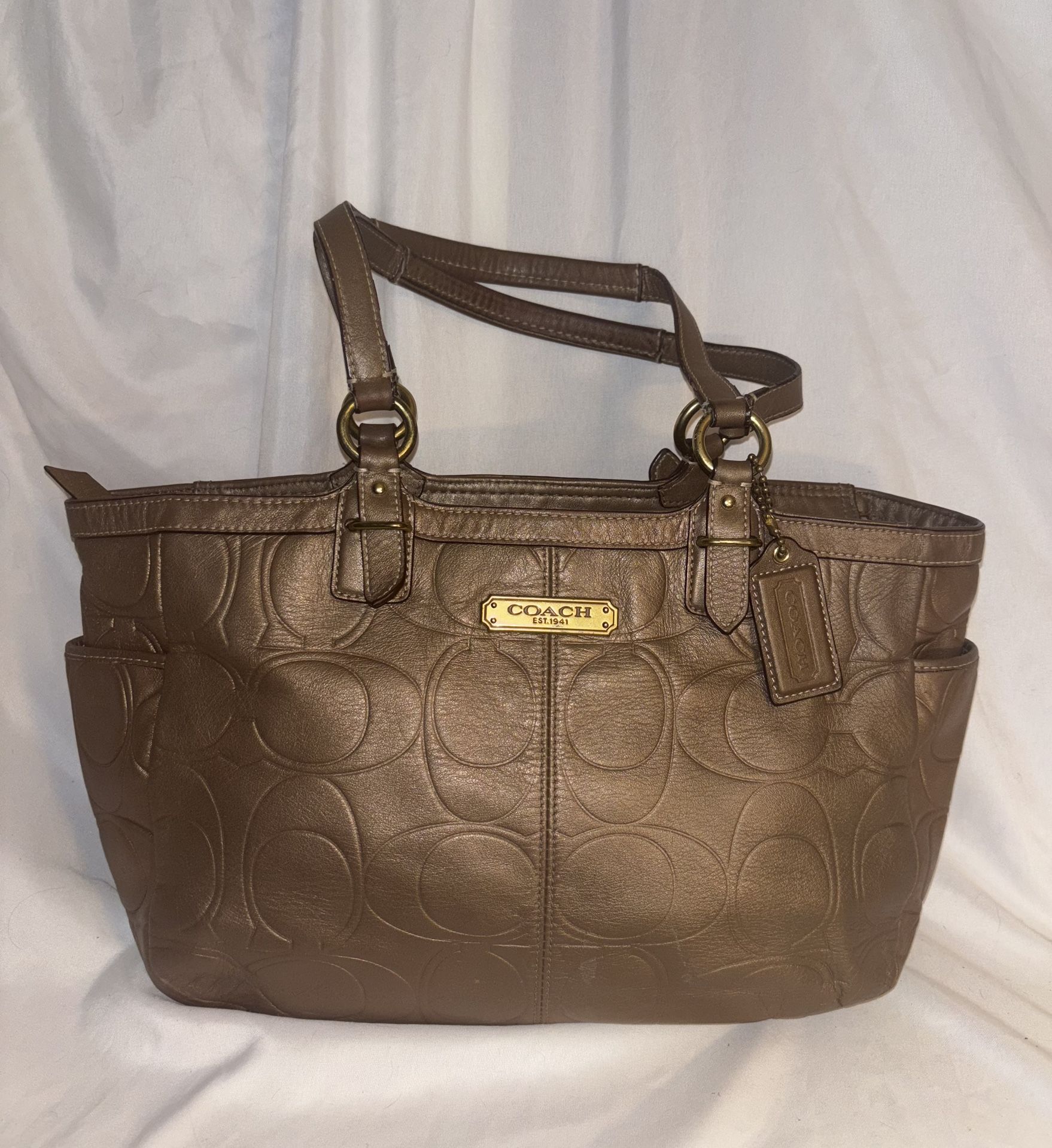 *COACH* Vintage Coach Gallery Embossed Leather Tote Bag Purse