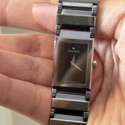 AUTHENTIC: Movado Valor Tungsten Carbide Stainless Steel Black Dial 23mm Watch 89.C1.1432