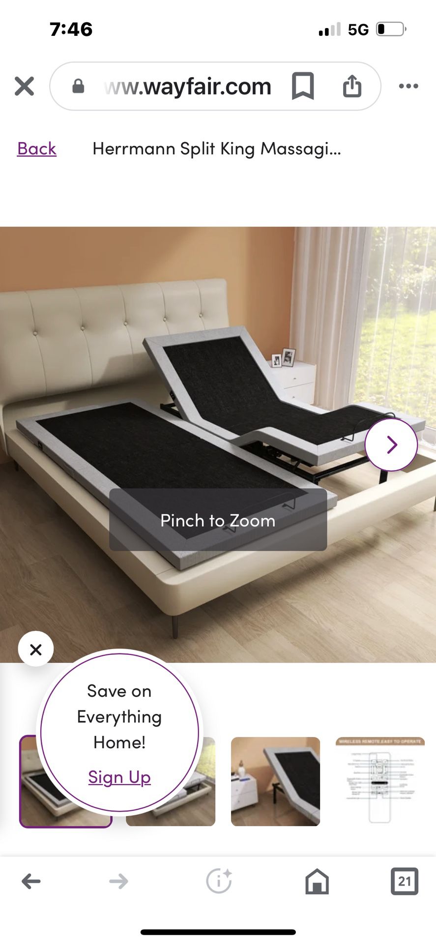 2 Adjustable bed frames= King Frame with light.