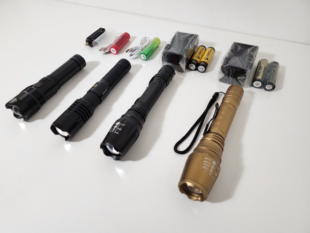 4pcs XHP70/50, Tactical Flashlight High Powered Torch Light High Lumen Zoomable Adjust