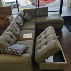 SECTIONAL SOFA SET WITH STORAGE OTTOMAN