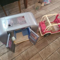 Camping Doll Trailer And Jeep Toy 