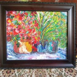 Simone Howell Painting Pots on the Porch Framed