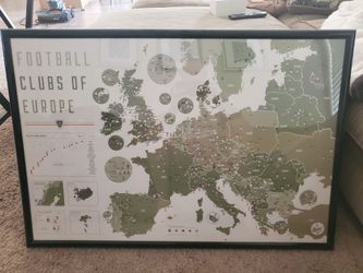 Futbol Clubs of Europe Poster and Frame 36 in by 25 inch