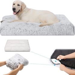 Dog Bed, Plush Anti-Slip Dog Beds for Large Dogs, Washable Dog Beds Easy Removal and Installation with Waterproof Lining, Dog Crate Bed for Small, Med