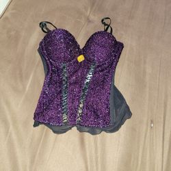 Black And Purple Lingerie Top