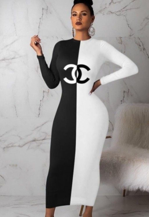 Black and white bodycon dress