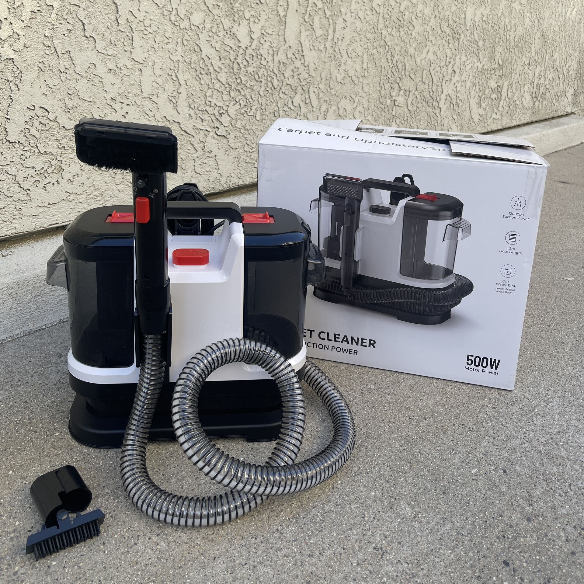 500W Carpet Cleaner Machine, 12000pa owerful Suction Deep Cleaning Upholstery Cleaner 1.2m Working Range Versatile Cleaning Portable Carpet couch car