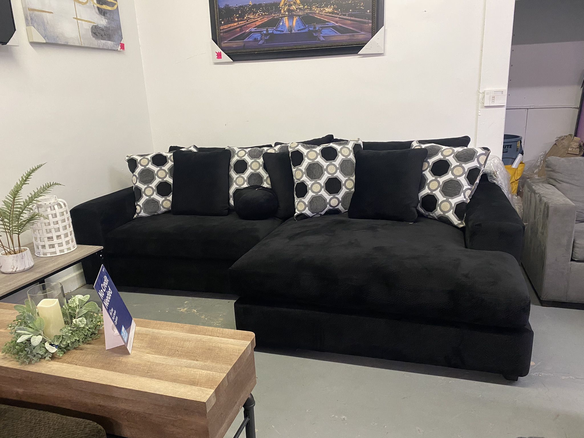 Black Oversized Soft Fabric Sectional ‼️take It Home With $39 Easy Approval‼️