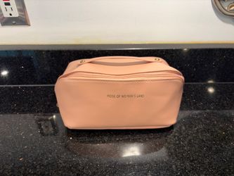 Rose Of No Man’s Land Cosmetics Bag Pink Size Open 8x9x5” Closed 4x4x9”