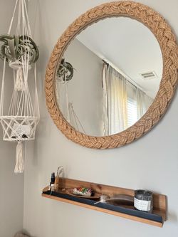 Round decorative rope wall mirror Round Decorative Rope Wall Mirror