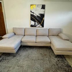 Beige 4-Seater U-Shape Sectional Sofa
