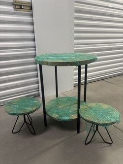 Coffee table and plant stand set