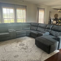 Olive Grey Reclining Sectional 