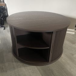 Round Coffee Table With Sliding Door - Barely Used