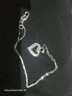 925 sterling silver moissanite heart pendant with 22" 925 sterling silver box chain 0.9mm