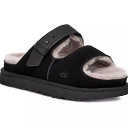 UGG Women's Greenport Black Shearling Slide Sandal