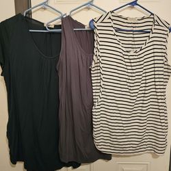 Size 2x Three Shirt Bundle Breast Feeding Shirts One With Sleeves Two Tanks Easy Access For Breastfeeding And Maternity