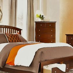 New Bourbon Color Bed with Dresser