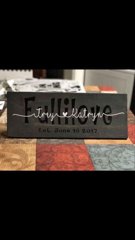 Wedding or Anniversary gift wooden name plaque