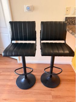 Black Bar Stools, set of 2, Adjustable