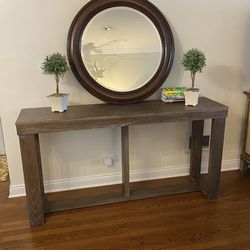Large Sofa, Entryway Or Console Table Solid Rustic With Light Brown Grey Color 
