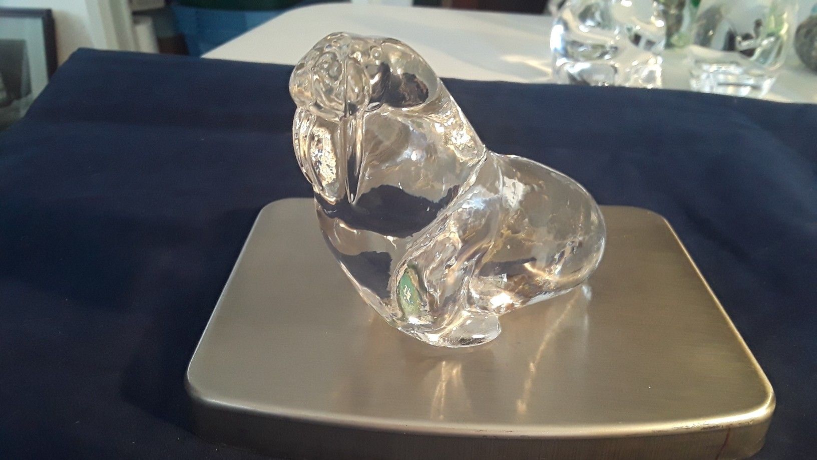 ROYAL DOULTON DANBURY MINT SIGNED ART CRYSTAL WALRUS PAPERWEIGHT FIGURINE 3-1/4×3-1/2