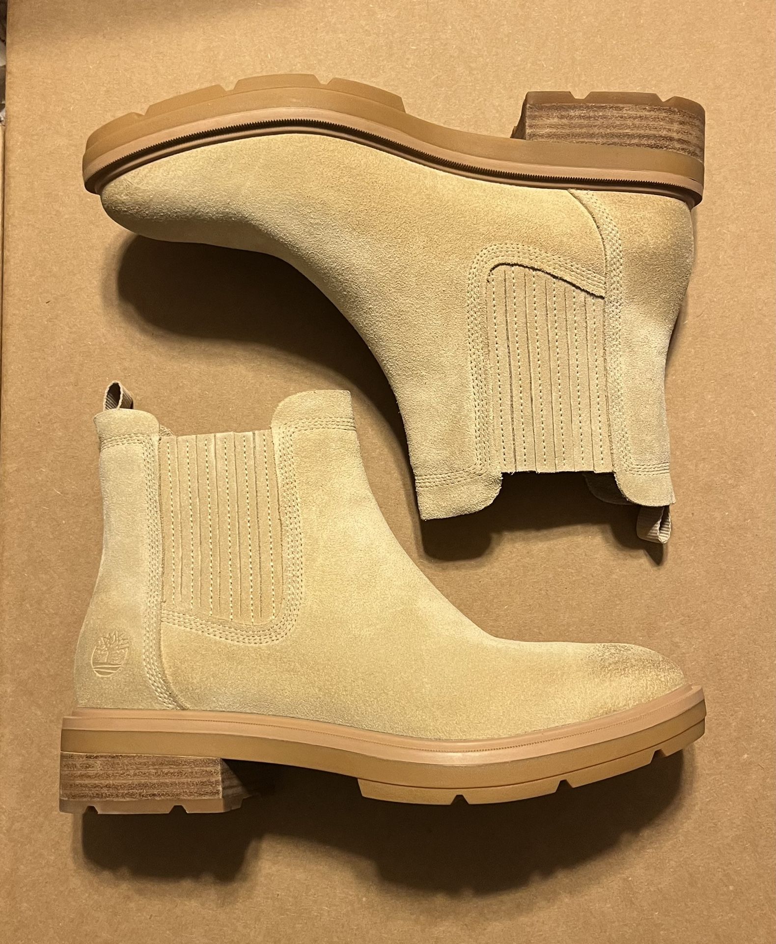 Timberland Brimfield Mid Chelsea Boot Light Beige Suede - Women Size 10 - NEW