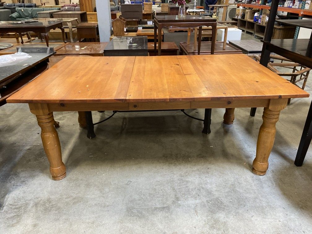 Knotty Orangewood Thick Leg Dining Table w/ Leaf