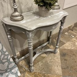 Beige And White End Table