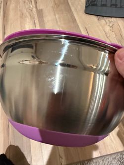 Large Stainless Steel mixing Bowl with Purple Silicone Band