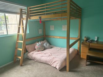 Full size wooden loft bed