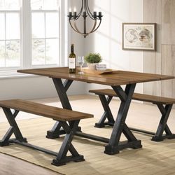 3PC TABLE SET RUSTIC ANTIQUE OAK AND ANTIQUE BLACK $579 (F3167)