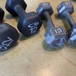 Dumbbell Weights, 2 Sets 10lb And 12lb