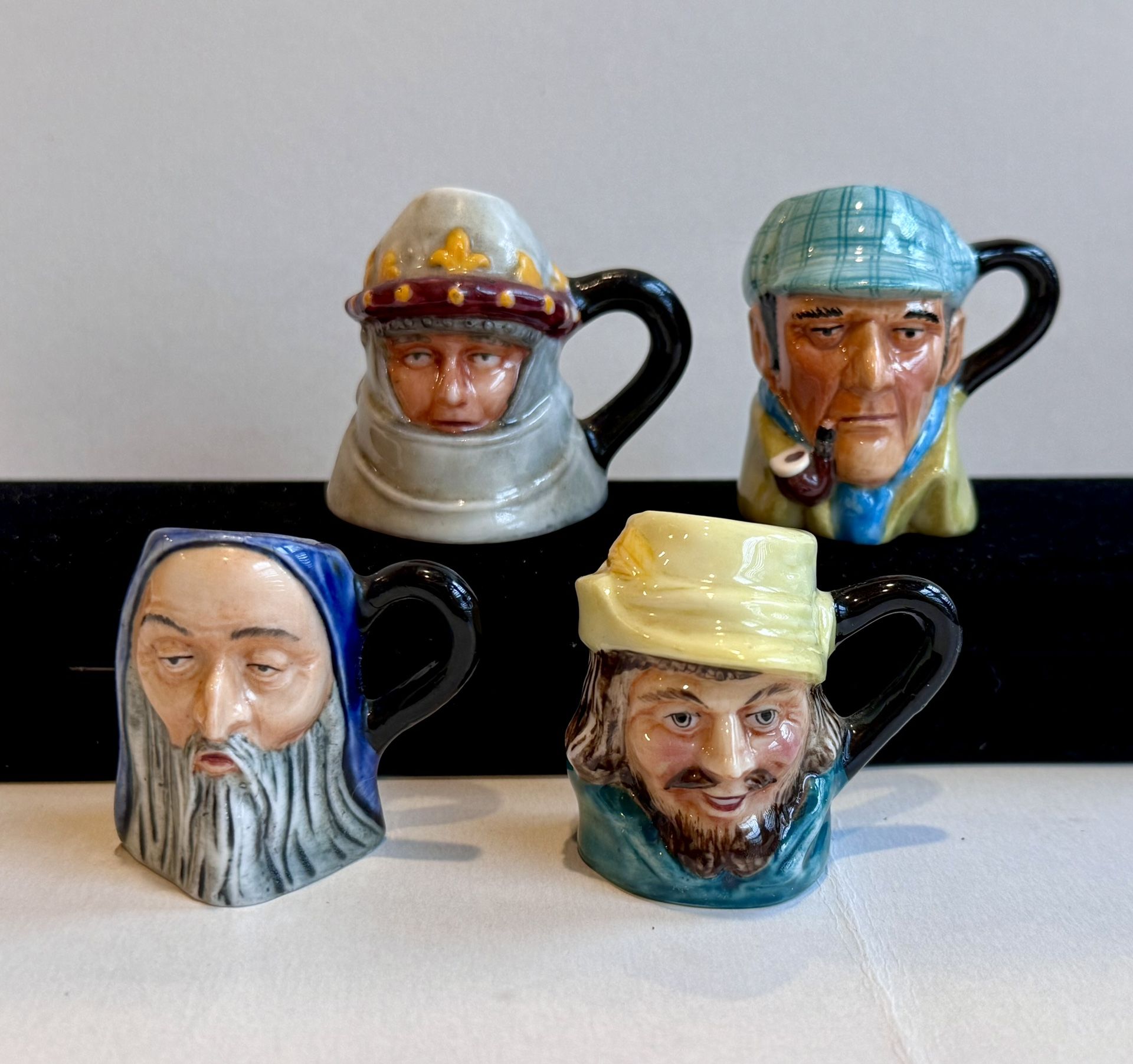 4 Peter Jackson By Royal Doulton Toby Mini Mugs Sherlock Robin Hood Merlin Henry