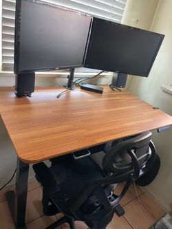 Electric Standing Desk, Butcher Block