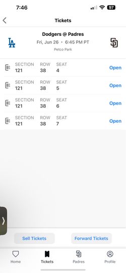 Padres vs Dodgers June 26th