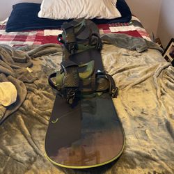 Rush Snowboard And Rossignol Leather Bindings 
