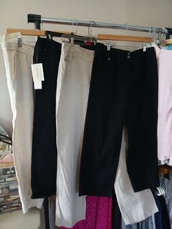 (M/10) 4 PAIRS LINEN (3 CAPRI, 1 PANT