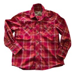 Wrangler Boy's Retro Long Sleeve Snap Red Shirt SZ S Western Rodeo Cowboy Top