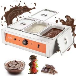 688#Chocolate Tempering Machine, 26.5 Lbs 3 Tanks Chocolate Melting Pot TEMP Control 86~185℉, 1500W Stainless Steel Electric Commercial Food Warmer Fo