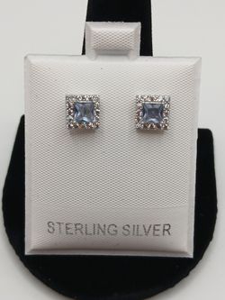 925 Sterling Silver Push Back Earrings With Cubic Zirconia 