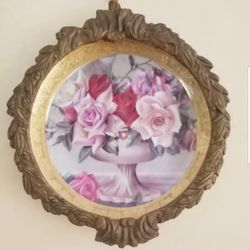 Antique Decorative Wall Plate With Bronze Frame