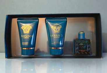 Versace Eros 3pc Mini Gift Set For Men EDT, Shower Gel , Aftershave Balm, NIB, SEALED! 